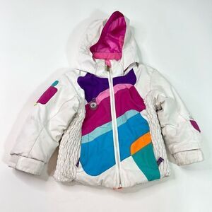 Obermeyer Prism Ski Jacket Girls 3 Multicolor Hooded Full Zip Fleece Lined